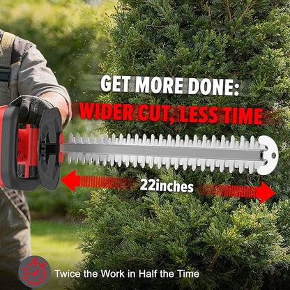 Hedge Trimmer Compatible for Milwaukee 18V Battery，Cordless Electric Hedge Trimmer with 1600RPM Brushless Motor, 22'' Dual-Action Blade with 3/5'' Cutting Capacity (NO Battery)