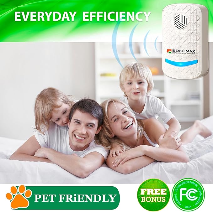 RX-78, Ultrasonic Pest Control Repeller - Electronic & Ultrasound, Indoor Plug-in Repellent - Get rid of - Rodents, Mice, Squirrels, Bats, Insects, Bed Bugs, Ants, Fleas, Spiders, Roaches (6Pack)
