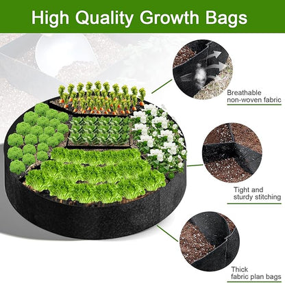 Fabric Raised Garden Bed, Plant Grow Bags, 3x3x1 Ft Large Round Raised Planter Garden Bed for Growing Vegetables Potatoes Flowers Planting Container for Outdoor Gardening (7 Grid, 3.3*3.3*1 ft)
