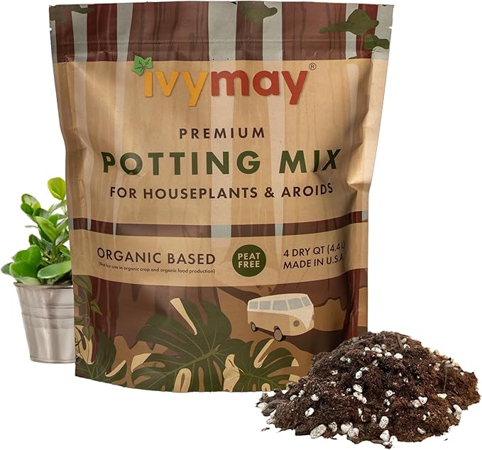 IvyMay Redwoods Potting Soil ― Organic Potting Mix for Indoor House Plants & Aroids, Ready to Use Potting Soil Indoor Plants with Perlite, Earthworm Castings, Essential Oils ― 4 qt
