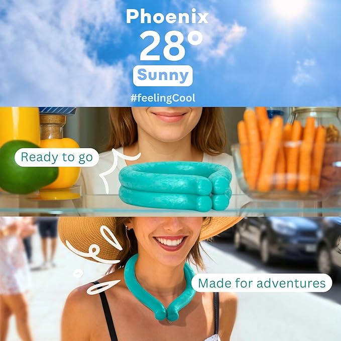 Medi Grade Neck Cooling Tube - Reusable, Instant Cooling Neck Ring - Mess-Free, Lightweight & Portable Ice Ring For Neck - No Power Needed - For Summer Heat Relief - 1 x Medium - 5.6” x 6.7”