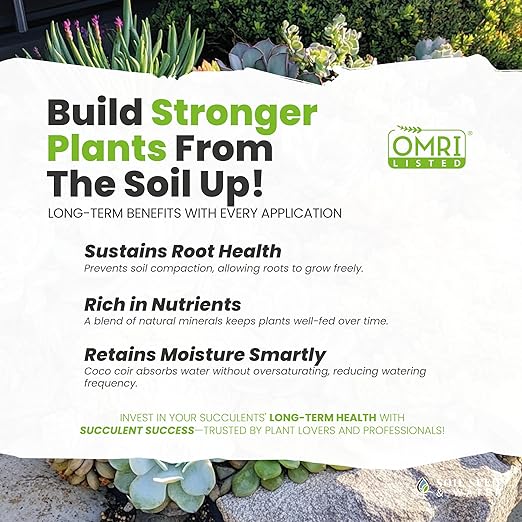 Soil Seed & Water Succulent Success Potting Mix – Fast-Draining Soil for Succulents, Cactus & Houseplants - Indoor and Outdoor Mix - OMRI Listed
