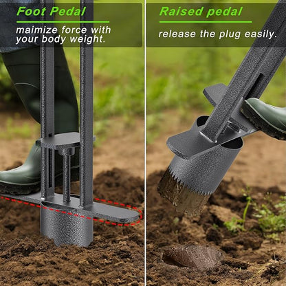 Dolibest Sod Plugger, Bulb Planter Tool with Non-Slip Grip Handle. Turf Cutter and Grass Plugger Tool with Dual Pedals, Sharp Serrations, Perfect for Zoysia, Bermuda and More (Upgrade)