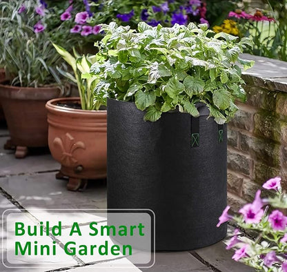 iGarden Grow Bags Tall, 10 Gallon Grow Pots 6 Pack with Handles, Heavy Duty 320G Thickened Nonwoven Fabric Plant Bag for Vegetables, Black