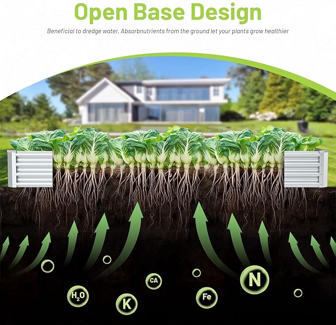 2PCS 8x4x1FT Galvanized Raised Garden Bed Kit, Galvanized Planter Raised Garden Boxes Outdoor, Large Metal Raised Garden Beds for Vegetables-Silver