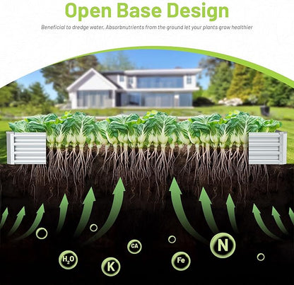 2PCS 4x2x1FT Galvanized Raised Garden Bed Kit, Galvanized Planter Raised Garden Boxes Outdoor, Large Metal Raised Garden Beds for Vegetables-Silver