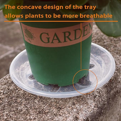12 Pack of Plant Saucer 6 8 10 inch, Heavy Duty Clear Plastic Plant Saucers, Plant Drip Trays for Indoors Outdoor, Plant Water Plate for Planters