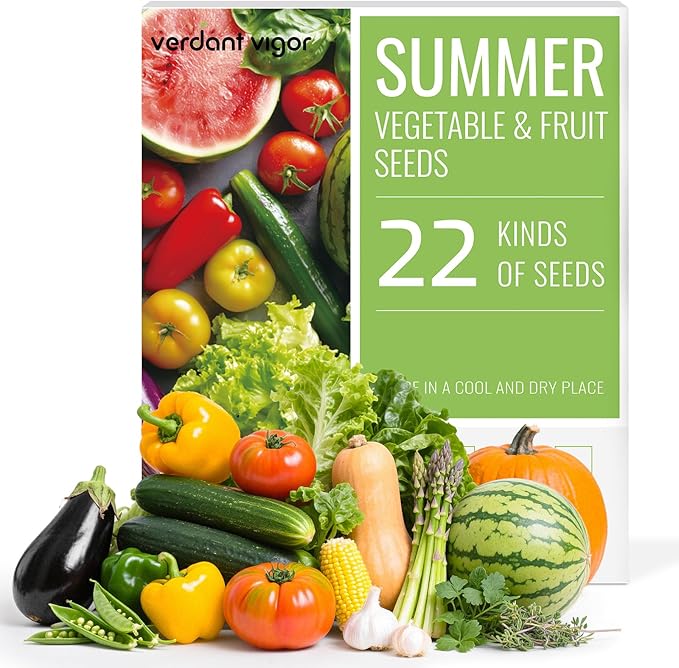 22 Summer Seeds Variety Pack for Planting, Over 10,000 Vegetable Seeds, USA Grown, Heirloom, Non-GMO, for Indoor Outdoor Gardening