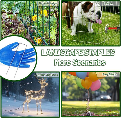 52 Pack 6in Landscape Staples Galvanized Garden Stakes Plant Stakes for Garden,Yard,Field,Plastic Sheeting,Cages