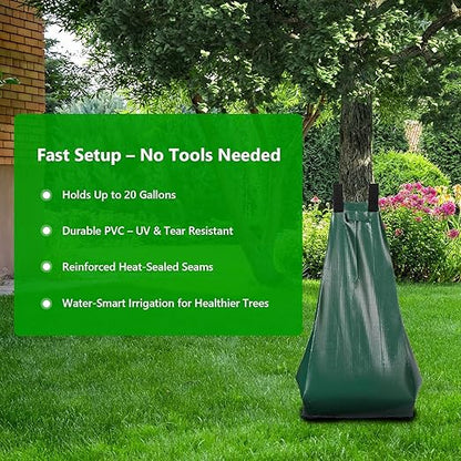 Tree Watering Bags 20 Gallon – Slow Release Drip Irrigation for Trees, PVC Tree Watering Bag for New & Established Trees, Deep Watering in 5–8 Hours, Ideal for Fruit Trees & Young Saplings (8 Pack)