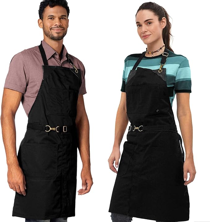 Under NY Sky No-Tie Twill Apron - Leather Reinforcement, Split-Leg