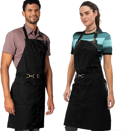 Under NY Sky No-Tie Twill Apron - Leather Reinforcement, Split-Leg