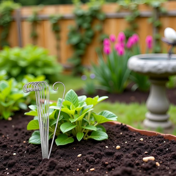 20Pcs Silver Plant Label Hooks, 20cm Garden Markers Stake Plant Label Holder, Rustproof Deformed Garden Plant Sign Hooks