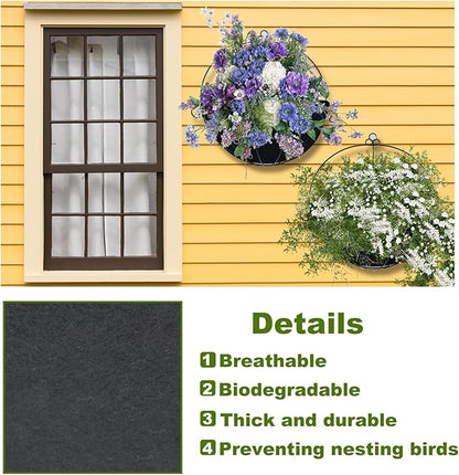 3PCS 12 Inch Half Round Planter Liners Fabric Plant Liners Half Circle Flower Basket Liners Replacement Felt Liner Coconut Liners Alternative for Wall Hanging Basket Planter