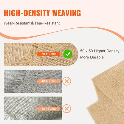 VEVOR Burlap Fabric Roll, 40” x 75 ft High Density Natural Jute Fiber Material for Outdoor Plant Care, Tree Wrap Roll, Decor, DIY Crafts, Wedding, Garden Weed Barrier, Plants & Trees Winter Covering