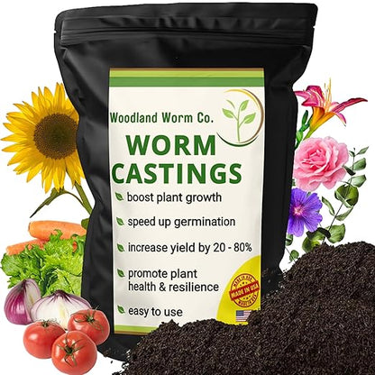 Earth Worm Castings for Plants - Soil Amendment and Natural Fertilizer for Gardening, Vegetables, Lawns and Indoor Plants - Odor-Free, All-Natural – 5 lb Bag