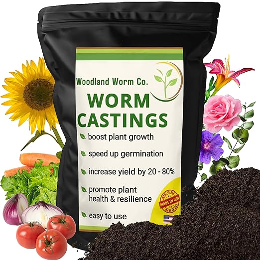 Earth Worm Castings for Plants - Soil Amendment and Natural Fertilizer for Gardening, Vegetables, Lawns and Indoor Plants - Odor-Free, All-Natural – 5 lb Bag