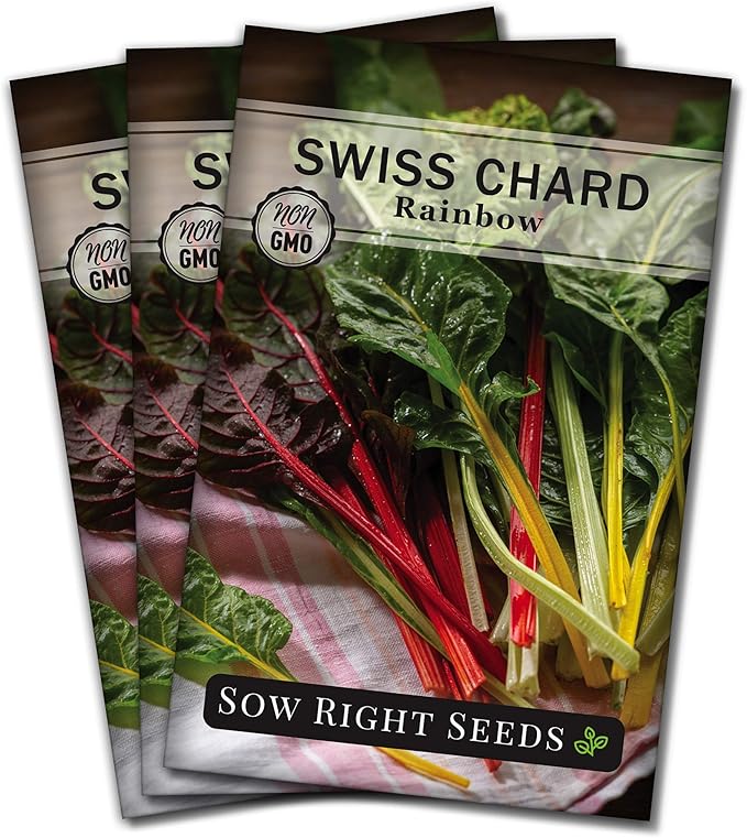 Sow Right Seeds - Rainbow Swiss Chard Seeds for Planting - Non-GMO Heirloom Packet with Instructions to Plant and Grow a Home Vegetable Garden - Nutritious Chard Greens for Cooking (3)