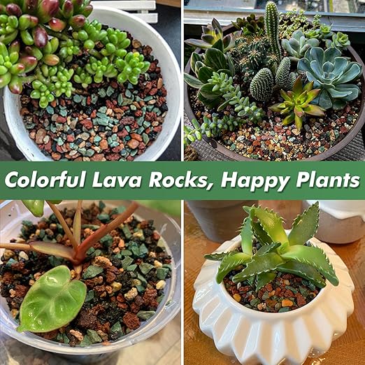 18 Pounds Mix Horticultural Lava Rocks, 3-6 mm Lava Rocks for Plants, Bonsai Rocks Horticultural Grit Soil Cover Gravel for Succulents and Hydroponics, Fairy Gardening, Top Dressing, Plant Drainage