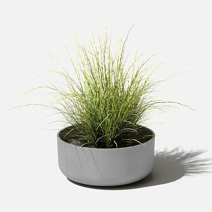 Veradek Mason Series Kona Bowl Planter - Round Planter for Indoor or Outdoor Tabletop/Balcony | Durable Plastic-Stone Composite Material | Modern Décor for Flowers, Succulents, Small Plants