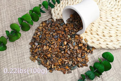 ZHIYUXI Tigers Eye Crystal Vase Filler Crystal Chips Stone for Decoration Succulent Plants Vase Fish Tank Gravel Crushed Crystals Chips Gemstone Polished Healing Crystals Quartz Home Decor Gem Stones