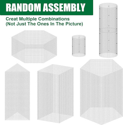 10 Set Garden Plant Protector Cage, 11.8''x11.8'' Metal Wire Protectors for Plants, Protection Cages with Stakes Nylon Ties, Animals Barrier to Keep Chicken Rabbit Away from Plants Flower Vegetables