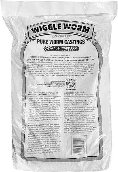 100% Pure Worm Castings Plus Worm Egg Material, 40lbs – Fertilizer and Soil Amendment for Indoor and Outdoor Gardening to Improve Soil Fertility and Aeration - 100% Organic and Odor Free