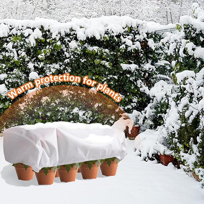 DECOHS 3 Pcs Rectangular Winter Plant Freeze Protection Cover - 39.3" x 17.7" x 15.7" Balcony Planter Box Cover - Frost Bags Wraps Blanket for Flower Boxes