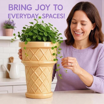 Giant Ice Cream Cone Flower - Large Planter 12' Tall Quirky Home Decor - Indoor Outdoor Planter for Ice Cream Cone Decor Lovers - Retro Decor - Unique Finds (Giant Size)