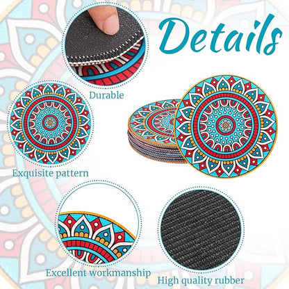 6 Pcs Boho Plant Pot Mat Absorbent Non Slip Round Pot Coaster Pad Gardening Indoor Outdoor Flower Plant Protect for Table Desk Floor, 5.9 Inches