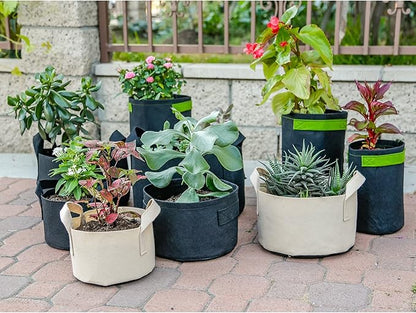 247Garden 5-Pack 40-Gallon Aeration Fabric Pot/Plant Grow Bag w/Handles (260 GSM, Black, 17H x 26.5D)