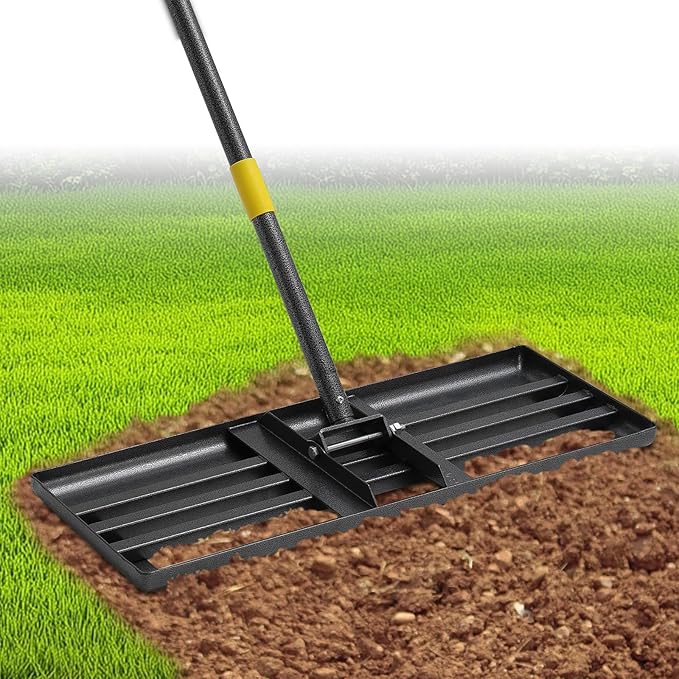 Lawn Leveling Rake 30"x10" for Lawn Care - 60in Extendable Stainless Steel Handle with Ergonomic Grip | Professional Grass Leveling Tool for Golf Courses, Soccer Fields, Backyard Turf Maintenance