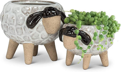 Abbott Collection Stoneware Sheep on Legs Planter - Large (3.25" H)