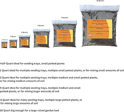 Premium Soil - Improve Quality, Fill Holes, Top-up Plants, Protect Seeds, Make Mixes; Ideal Indoor Potting 2 Quarts