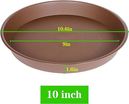 2 Pack of 10 inch Plant Saucer Gray, Heavy Duty Plastic Plant Saucer 10 inch Round, Durable Plant Tray for Pots, Plant Saucers for Indoors, Plant Trays for Planter 9"/10" (10", Chocolate)