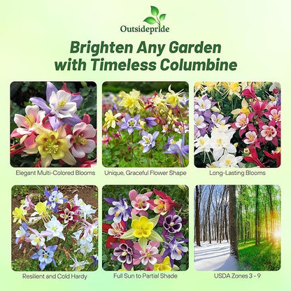 Outsidepride Mixed Columbine Seeds - 1000 Pcs Perennial, Easy to Grow Flower Seeds for Planting, Suitable for Pollinator-Friendly Garden, Cut Floral Arrangements, Ground Covers, or Borders