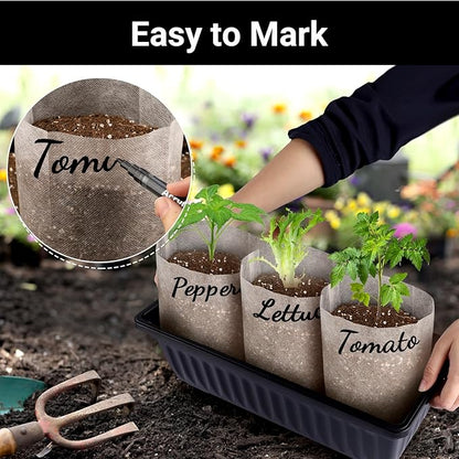 100PCS White Plant Nursery Bags Large, 7.8x10 inches Non-Woven Fabric Seedling Grow Bag, Seed Starting Pots Pouches for Planting Seedling Cutting Clones