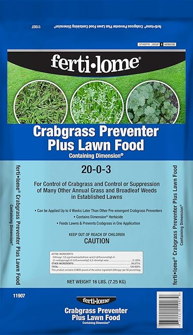 Fertilome (11907) Crabgrass Preventer Plus Lawn Food w/Dimension 20-0-3 (16 lbs.)