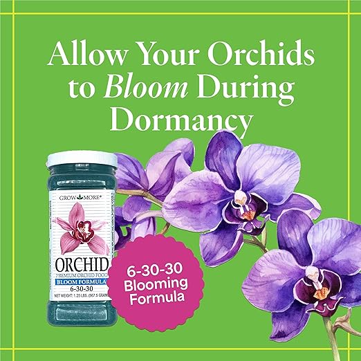 Grow More Premium Bloom Formula 6-30-30 Orchid Food Fertilizer - 1.25lbs of Water Soluble Fertilizer for Orchids of Vibrant Growth During Dormant Season - Orchid Food for Blooming Vibrant Flowers