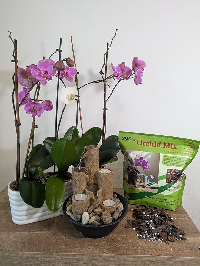 Premium Orchid Potting Mix – Hand-Blended Pine Bark, Charcoal & Perlite, Orchid Soil for Aeration, Humidity & Drainage, 4 Qt Bag – by SMG All you need, in one click