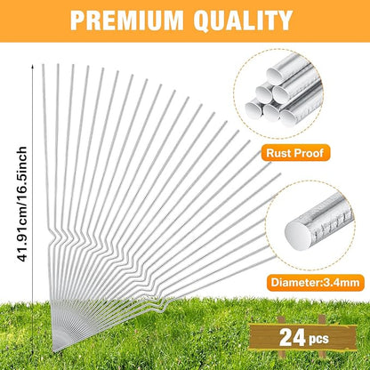 Tatuo 24 Pcs Yard Sign Stakes Heavy Duty 16.5'' Wire Yard Stakes Alternative to H Frame Metal Reusable Sign Holder for Spring Summer Lawn Corrugated Plastic
