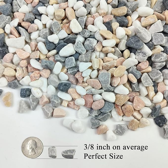 10 lbs Pebbles for Landscaping, 3/8 Inch Pea Gravel. Decorative Stones Rocks for Succulent, Cactus, Vases, Terrarium, Aquarium, Potted Top Dressing and Outdoor Garden