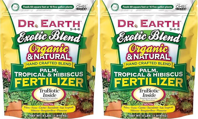 DR EARTH INC 756P Exotic Dr. Earth Exoitc Blend Palm, Tropical & Hibiscus Fertilizer 4lb, Natural (Pack of 2)