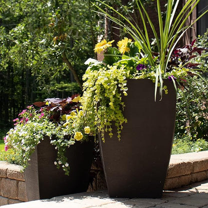 Tusco Products MSQT19SL Modern Square Garden Planter, 19-Inch, Slate