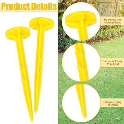 Nuanchu 20 Pcs 5 Inch Low Profile Survey Stakes Hi-vis Garden Property Line Marker Stakes for Lawn Edges, Patios, Gardens, Paver Landscape Fabric Tarps Weed Barriers (Yellow,5 x 1.5 Inches)