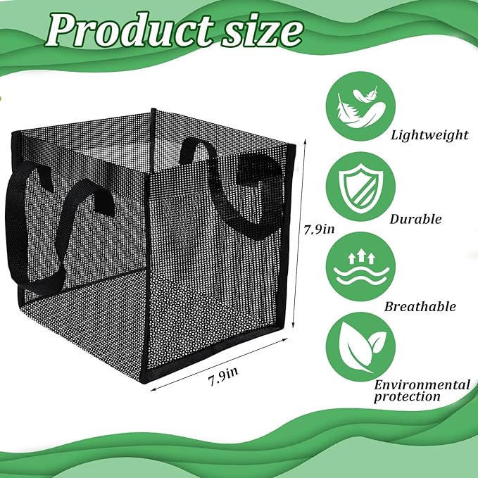 6PCS Mesh Aquatic Pond Plant Baskets, 2 Gallon Large Pond Planting Bags Reusable Aquatics Planter Pot Water Lily Growing Container with Handles for Lotus Bog Plant Garden Terrestrial Plants, 7.9"