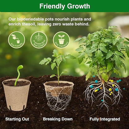 Peat Pots 70 Pack with 100 Plant Labels, 3.15 Inch Biodegradable Seedling Nursery Pots with Drainage Holes