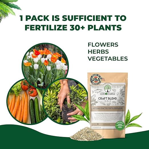 BuildASoil Fertilizer for Vegetable Garden and Ogranic Plant Food | Hand-Crafted Organic Fertilizer with 15 Premium Ingredients | Ensures Larger Plants and More Fragrant Flowers (44 LB - Large Bag)