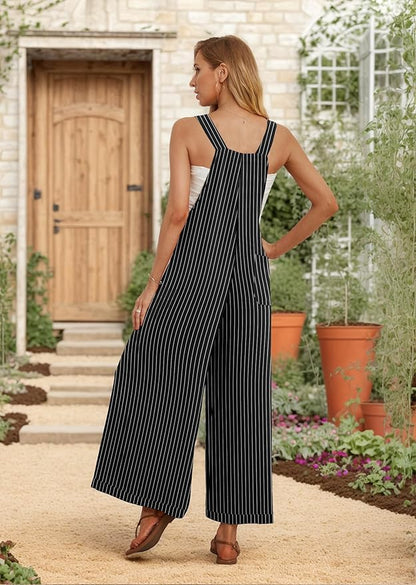 IWOLLENCE Women's Summer Jumpsuits Boho Wide Leg Overalls Casual Loose Rompers with Pockets 2025