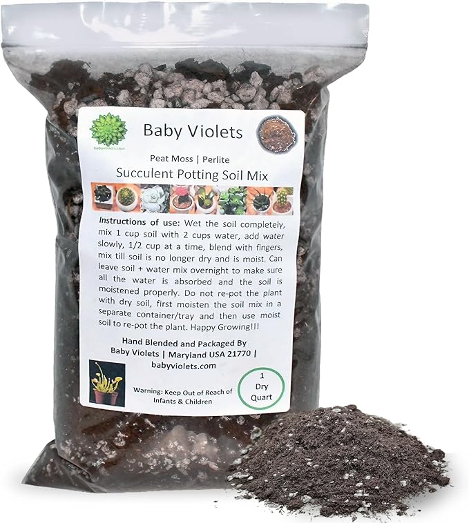 Succulent & Cactus Plant Potting Soil Mix Peat Moss & Perlite, 1 Quart (1qt 4 Level Cups)